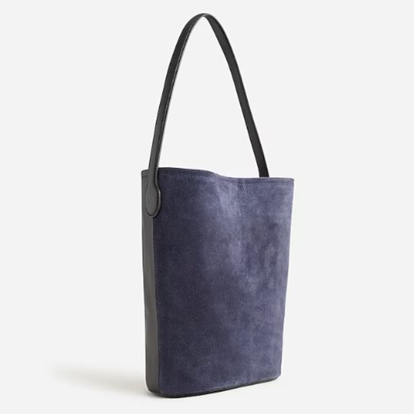 J. Crew Berkeley bucket bag in leather in blue suede and black leather colorway - Picture 6 of 8